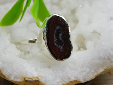 STERLING SILVER GEODE RING SIZE 7 ROCK STONE LAPIDARY SPECIMEN