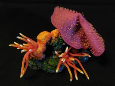 Vibrant Coral Reef Figurine With Pink and Orange Accents Fish Tank Aquarium Decoration