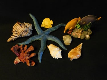 Marine-Themed Figurines and Shells Fish Tank Aquarium Decoration