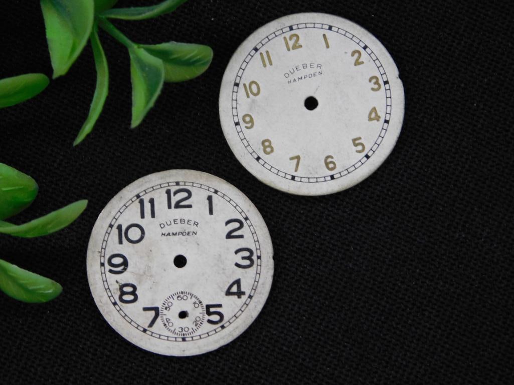 Two Dueber Hampden Pocket Watch Faces WATCHMAKER WATCHMAKING TOOLS (1 of 2)