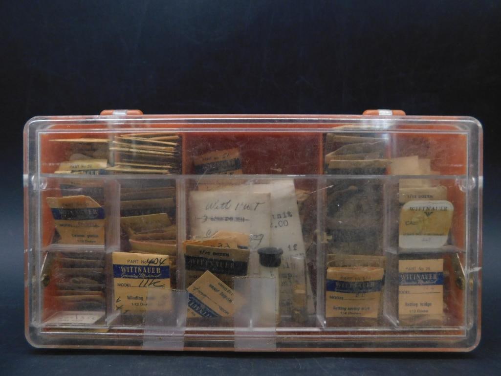 Wittnauer Watch Parts in Plastic Organizer Case WATCHMAKER WATCHMAKING TOOLS (1 of 5)