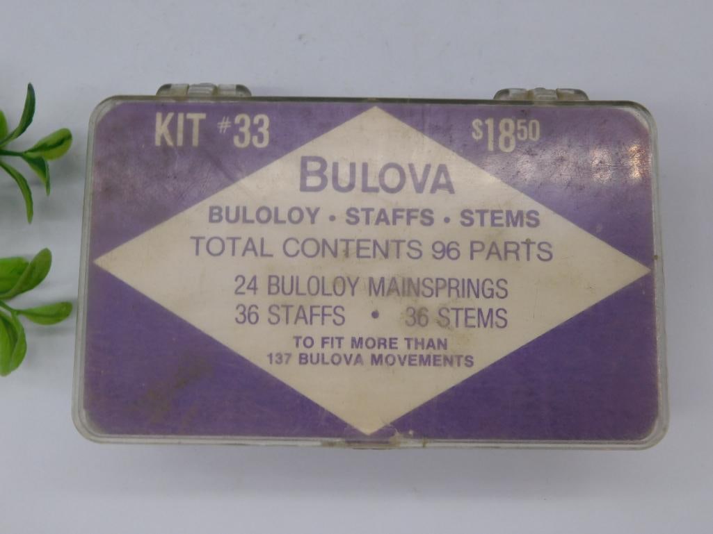 Vintage Bulova Kit #33 Watch Repair Parts Set WATCHMAKER WATCHMAKING TOOLS (1 of 4)