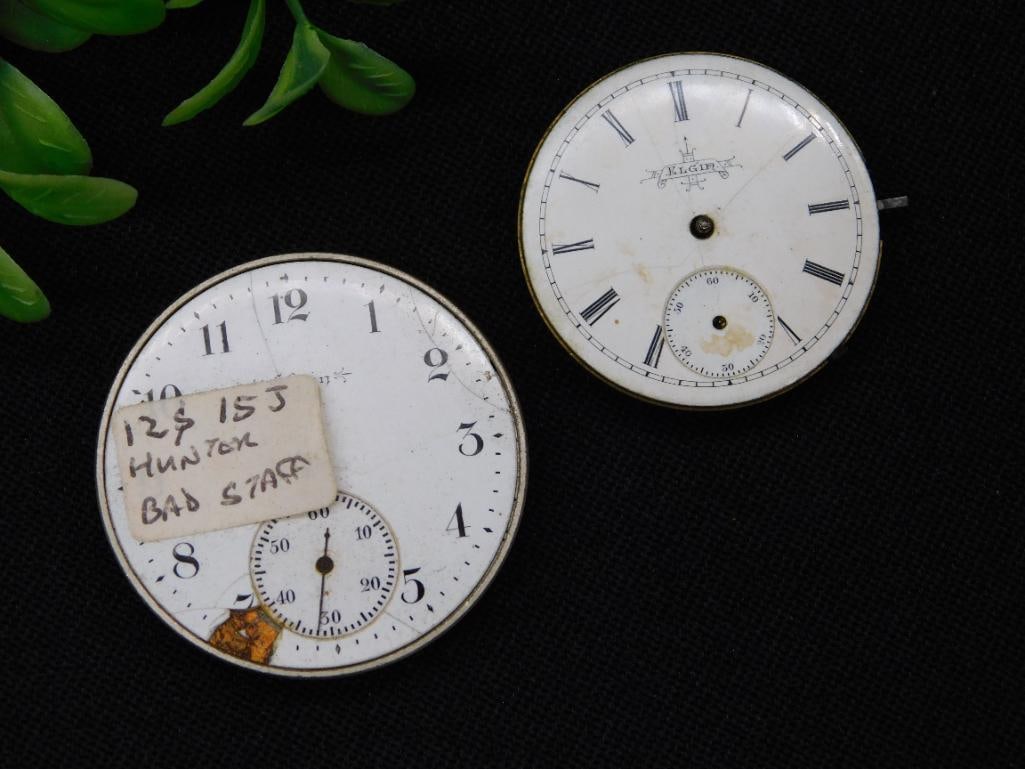 2 Pocket Watch Movements with Dials, Elgin Marked WATCHMAKER WATCHMAKING TOOLS (1 of 3)