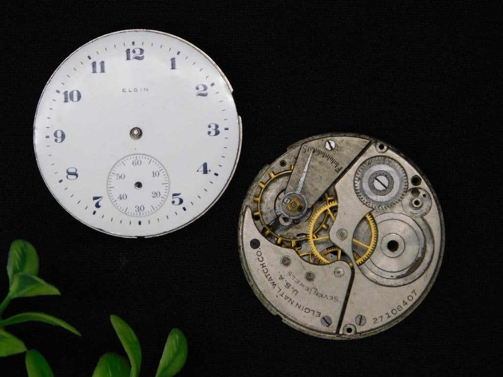 Elgin Pocket Watch Movement and Dial WATCHMAKER WATCHMAKING TOOLS (1 of 3)