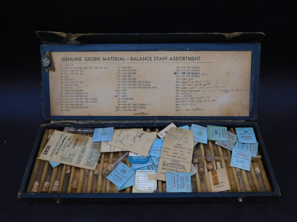 Gruen Watch Balance Staff Assortment Kit in Wooden Box WATCHMAKER WATCHMAKING TOOLS