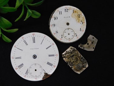 Antique Elgin Pocket Watch Parts and Dials WATCHMAKER WATCHMAKING TOOLS
