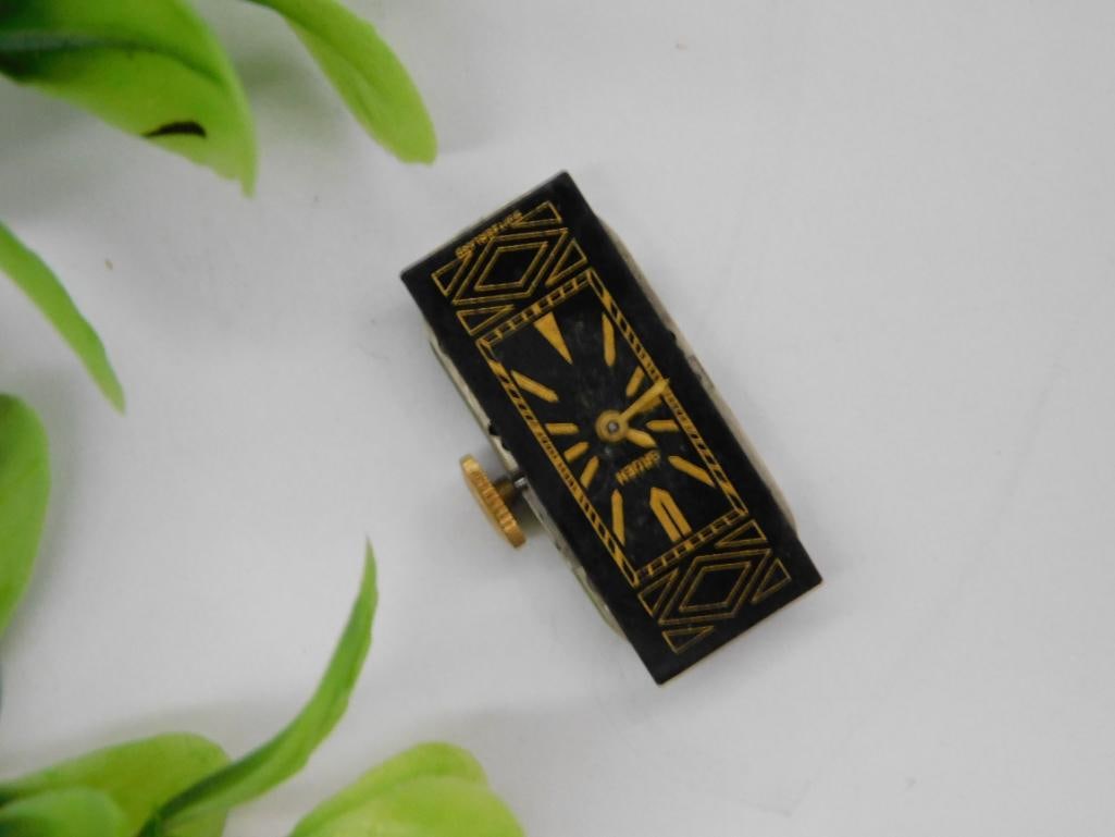 Art Deco Gruen 15-Jewel Watch Movement with Black and Gold Dial WATCHMAKER WATCHMAKING TOOLS (1 of 5)