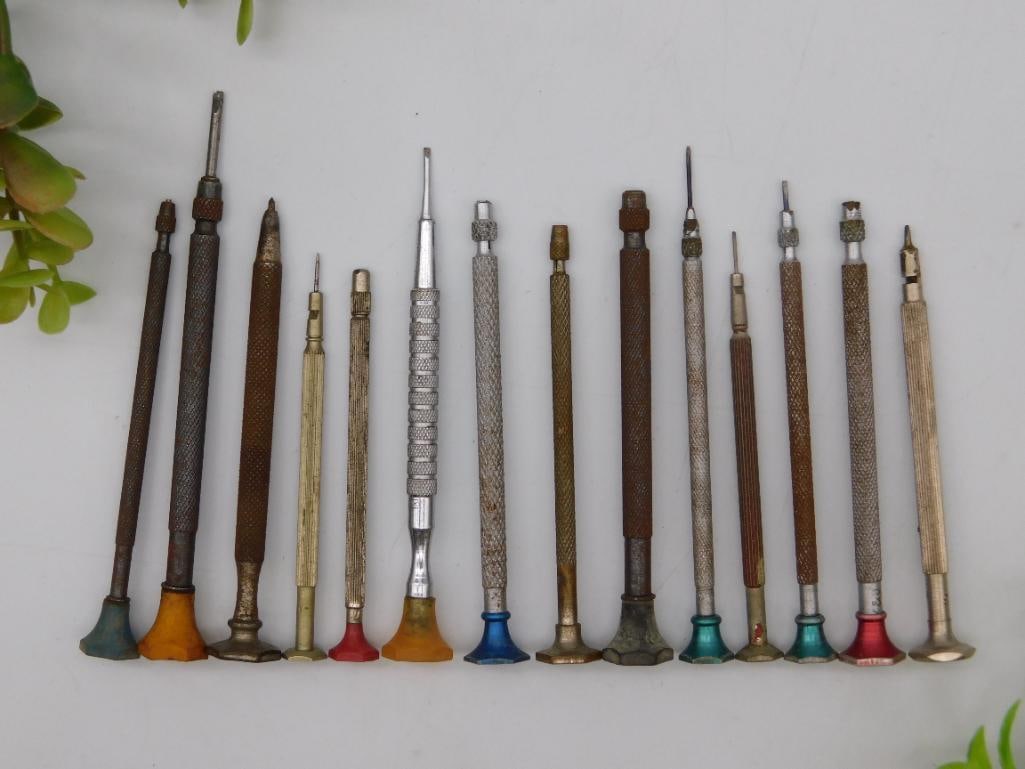 Vintage Watchmakers Tools Set With 15 Screwdrivers WATCHMAKER WATCHMAKING TOOLS (1 of 2)