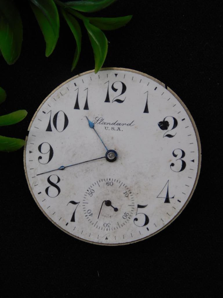 Antique Standard Pocket Watch Dial and Movement Piece WATCHMAKER WATCHMAKING TOOLS (1 of 3)