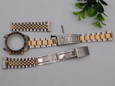 Rolex Two-Tone Watch Bracelet with Bezel and Clasp Parts WATCHMAKER WATCHMAKING TOOLS