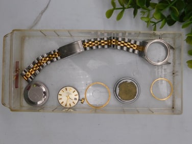 Mens Two-Tone Watch Components and Rolex Included Parts Set WATCHMAKER WATCHMAKING TOOLS