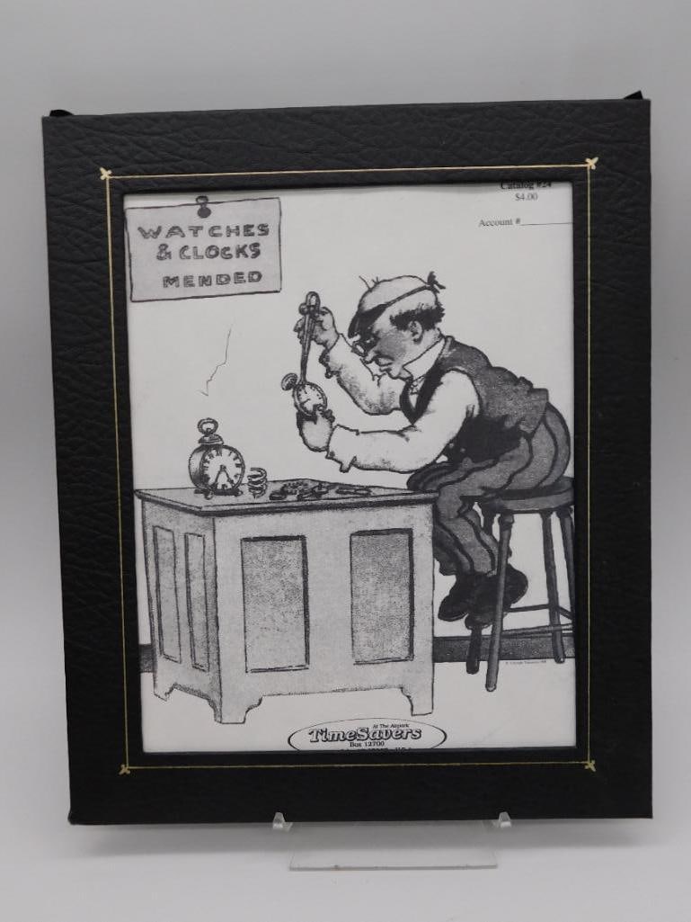 Framed Vintage Cartoon Illustration of Watch Repair (1 of 2)