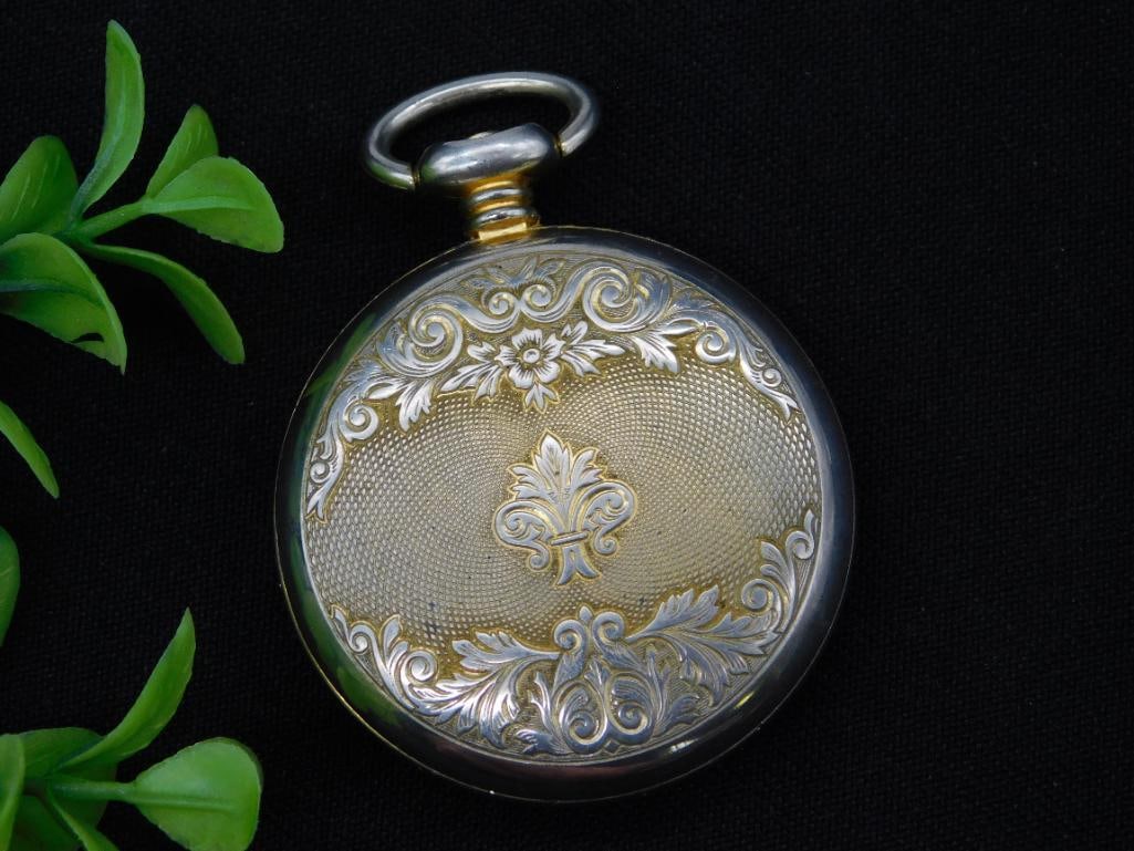 Antique Ever-Swiss Pocket Watch with Engraved Case WATCHMAKER WATCHMAKING TOOL (1 of 4)