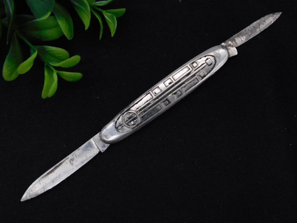 Vintage Dual-Blade Pocket Knife with Etched Design WATCHMAKER WATCHMAKING TOOL (1 of 3)