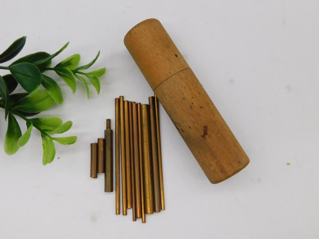 Vintage Brass Tubes with Wooden Case WATCHMAKER WATCHMAKING TOOL (1 of 2)