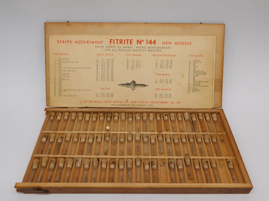Fitrite No. 144 Watch Staff Assortment in Wooden Case WATCHMAKER WATCHMAKING TOOL (1 of 4)