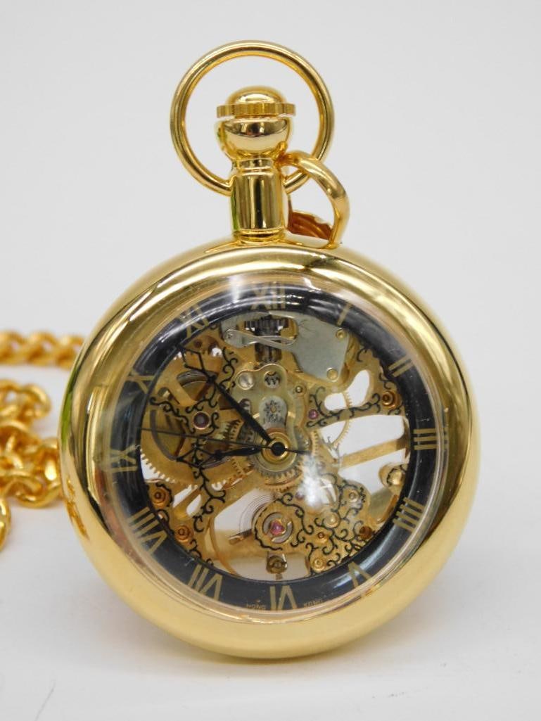Gold Mechanical Pocket Watch with Stand in Box WATCHMAKER WATCHMAKING TOOLS (1 of 4)