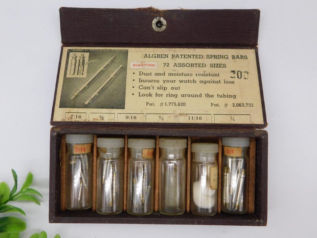 Vintage Algren Patented Spring Bars Set in Case WATCHMAKER WATCHMAKING TOOLS (1 of 3)