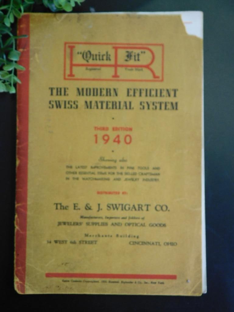 1940 Quick-Fit Swiss Material System Manual Book WATCHMAKER WATCHMAKING TOOLS (1 of 7)