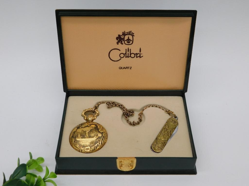 Colibri Quartz Pocket Watch with Knife and Case WATCHMAKER WATCHMAKING TOOLS (1 of 5)