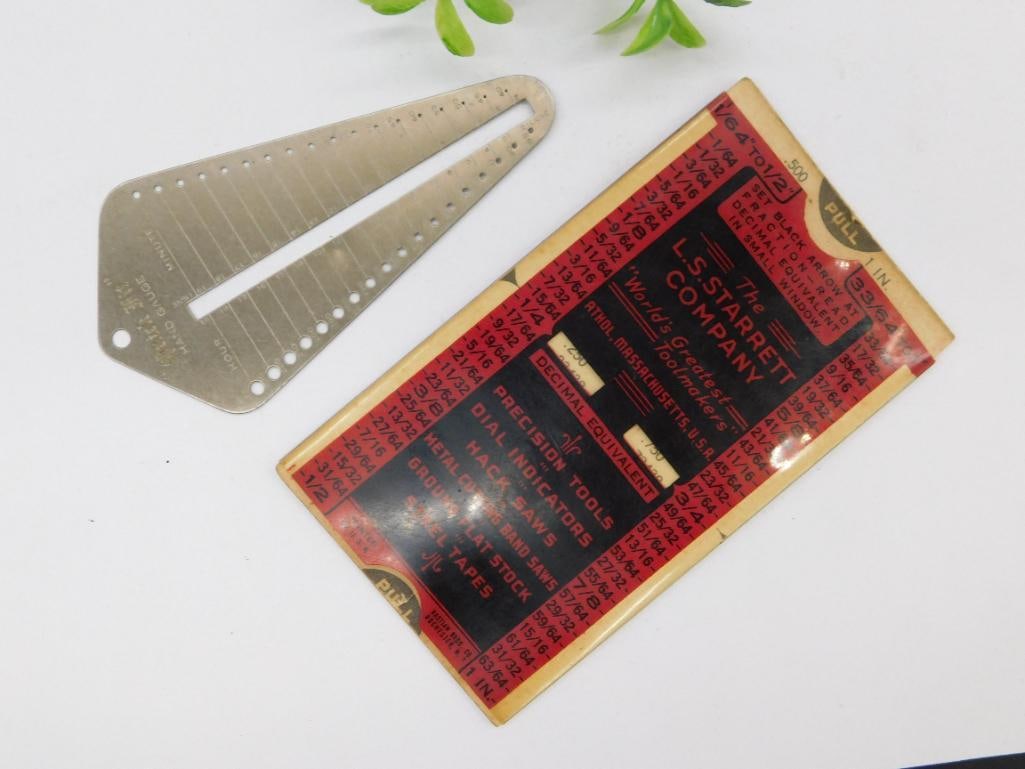 Vintage L.S. Starrett Company Decimal Chart and Gauge WATCHMAKER WATCHMAKING TOOLS (1 of 3)