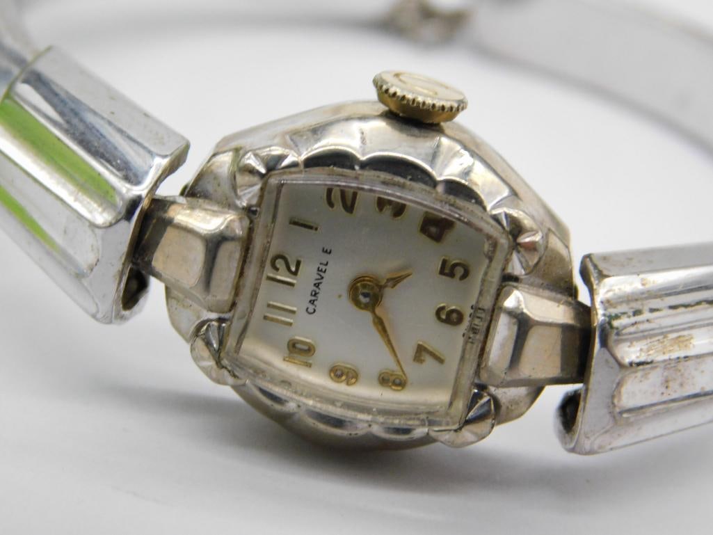Vintage Caravelle Womens Bracelet Watch with Silver-Tone Band WATCHMAKER WATCHMAKING TOOLS (1 of 3)