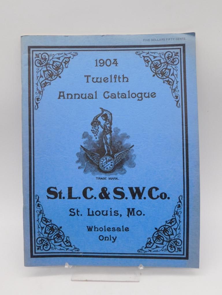 1904 Twelfth Annual Catalogue from St. Louis Clock and Silverware Co. Book WATCHMAKER WATCHMAKING: Published in 1904 by the St. Louis Clock and Silverware Company. | Twelfth annual edition featuring a wholesale catalog. | Includes a variety of timepieces such as pocket watches, novelty clocks, and 