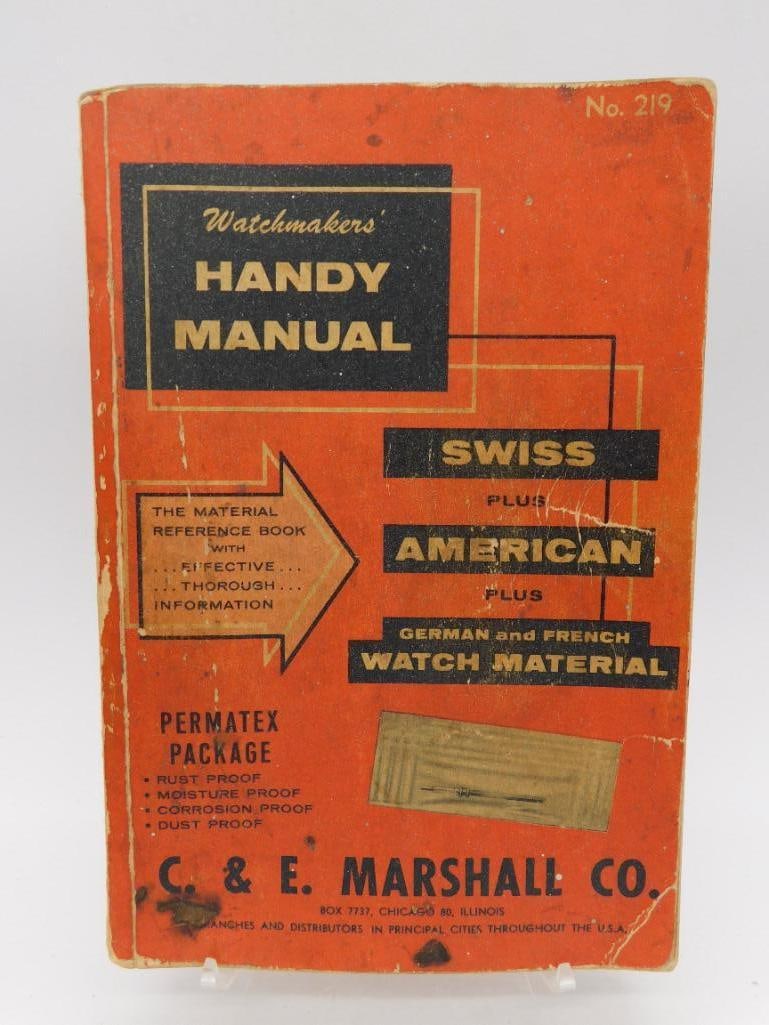 1958 Watchmakers Handy Manual by C&E Marshall Co. Book WATCHMAKER WATCHMAKING TOOLS (1 of 6)