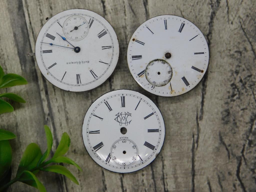 Three Vintage Pocket Watch Movements and Faces WATCHMAKER WATCHMAKING TOOLS (1 of 5)