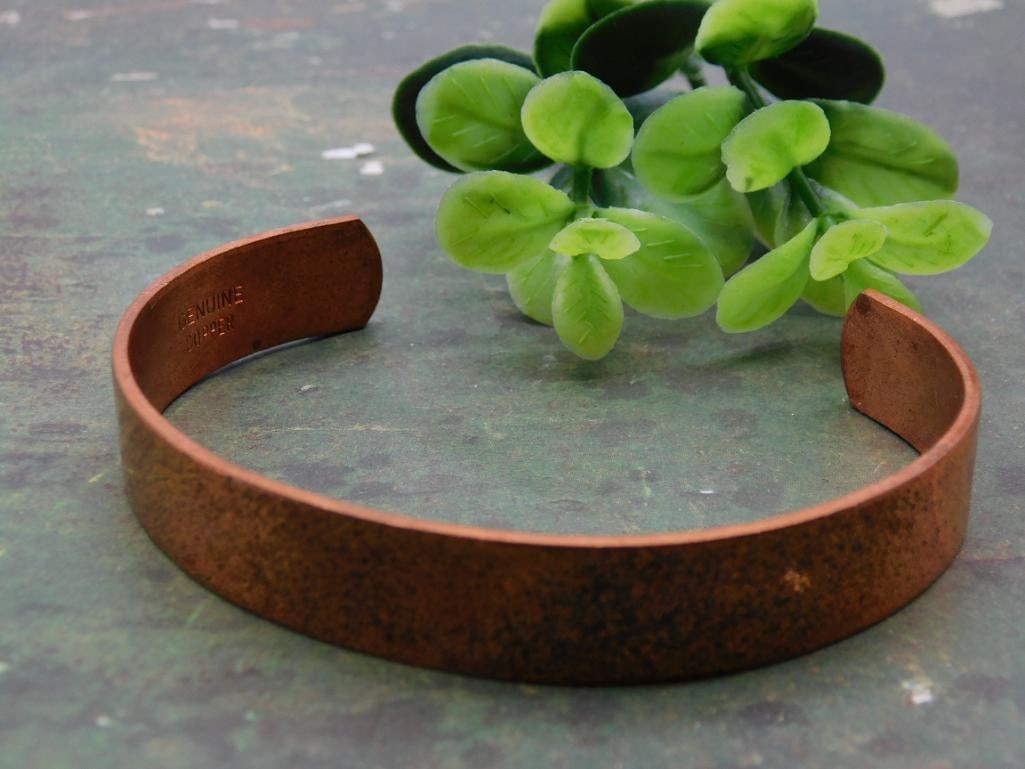 Genuine Copper Cuff Bracelet with Stamped Marking (1 of 3)