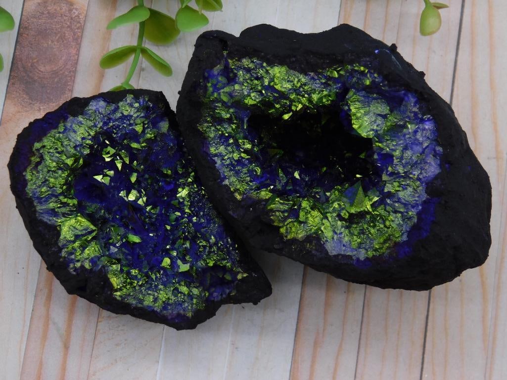 Geode with Purple and Yellow-Hued Crystals ROCK STONE LAPIDARY SPECIMEN (1 of 4)