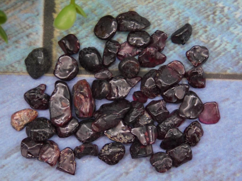 Loose 20 Grams of Garnet Gemstones for Auction: - Lot includes approximately 20 grams of loose garnet stones. | - Stones appear to vary in size and shape with a range of deep red hues. | - Comes in labeled packaging reading 'GARNET 20 GRAMS.' | - C