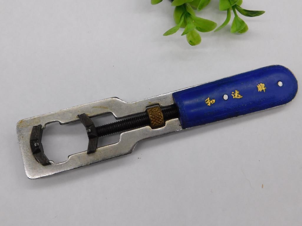 Vintage Adjustable Metal Tool with Blue Handle WATCHMAKER WATCHMAKING TOOLS (1 of 3)
