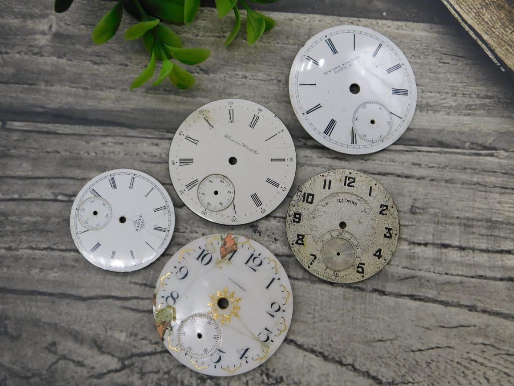 5 Vintage Watch Faces With Roman and Arabic Numerals WATCHMAKER WATCHMAKING TOOLS (1 of 3)