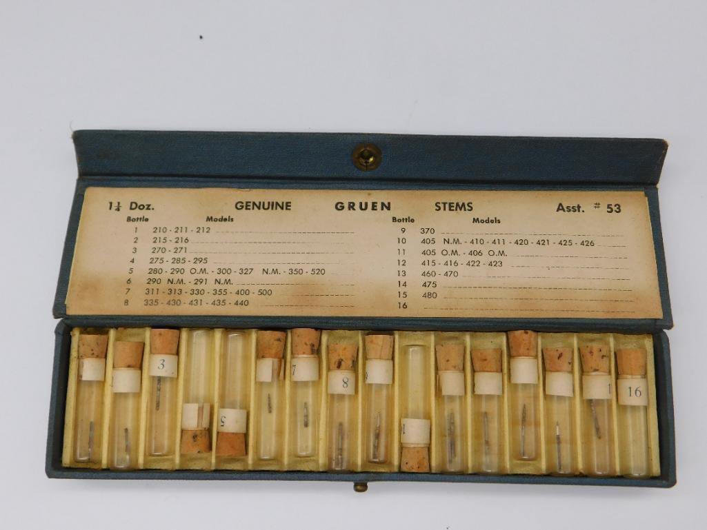 Boxed Set of Genuine Gruen Watch Stems Assortment #53 WATCHMAKER WATCHMAKING TOOLS (1 of 4)