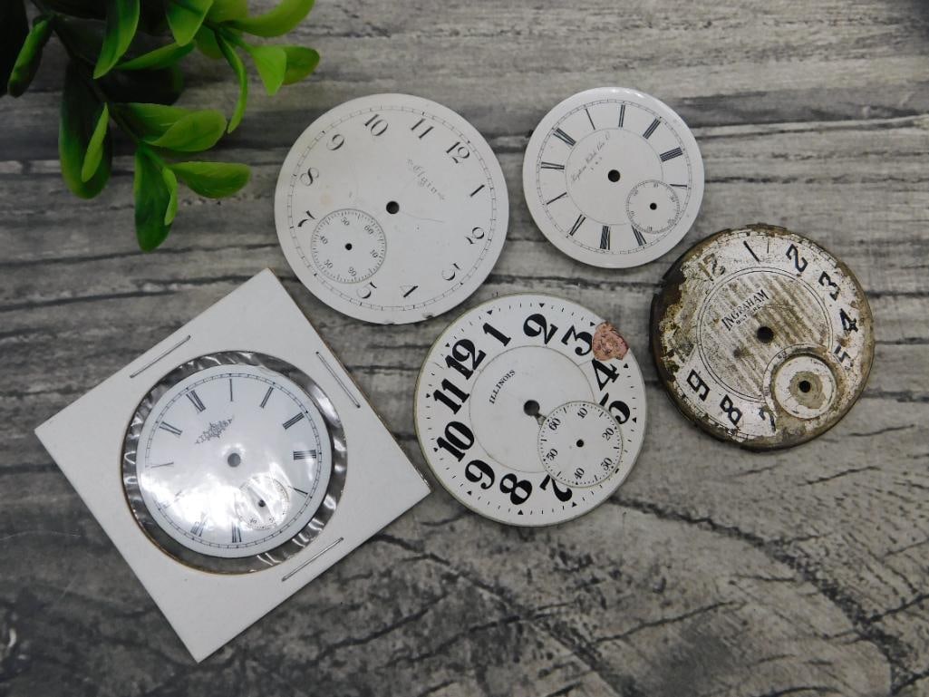 5 Antique Pocket Watch Faces WATCHMAKER WATCHMAKING TOOLS (1 of 3)