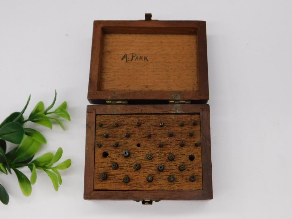 Vintage Wooden Box with Metal Stamps (1 of 3)