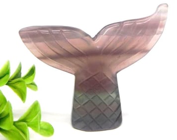 Carved Fluorite Mermaid Tail Sculpture Rock Stone Lapidary Specimen