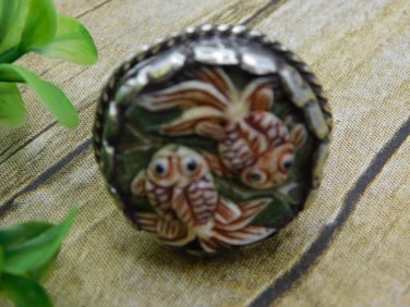 KOI FISH MIXED STONE RING ROCK STONE LAPIDARY SPECIMEN