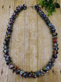 BLACK CANDY GLASS BEADS ROCK STONE LAPIDARY SPECIMEN