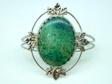 CHRYSOCOLLA METAL CUFF BRACELET