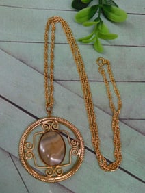 GENUINE STONE PENDANT ON CHAIN NECKLACE ROCK STONE LAPIDARY SPECIMEN