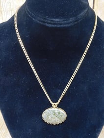 GENUINE STONE PENDANT ON CHAIN NECKLACE ROCK STONE LAPIDARY SPECIMEN