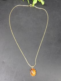 GENUINE STONE PENDANT ON CHAIN NECKLACE ROCK STONE LAPIDARY SPECIMEN