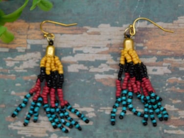 SEED BEAD EARRINGS ROCK STONE LAPIDARY SPECIMEN