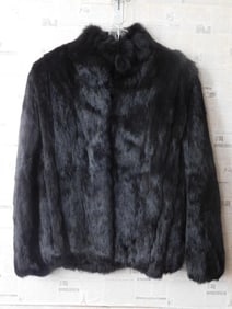 Black Fur Coat With High Collar Design