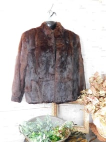 Ladies Brown Fur Coat With Hook Closures