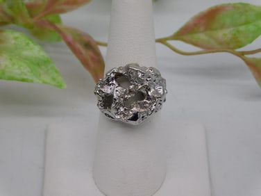 Solid Silver Nugget-Style Ring