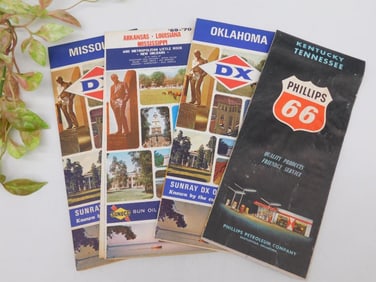 Lot of 4 Vintage Gas Station Road Maps