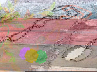 Copper Necklace with Colorful Cross Pendants